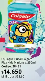 Colgate - Enjuague Bucal Plax Kids Minions x 250ml
