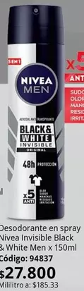 Nivea - Invisible Black & White Men x 150ml
