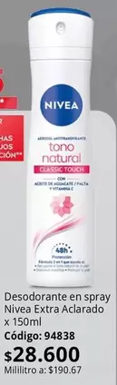 Nivea - Desodorante en spray Extra Aclarado