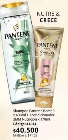 Pantene - Bambú + Acondicionador 3MM Nutrición