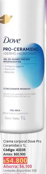 Dove - Crema corporal Pro Ceramidas x TL
