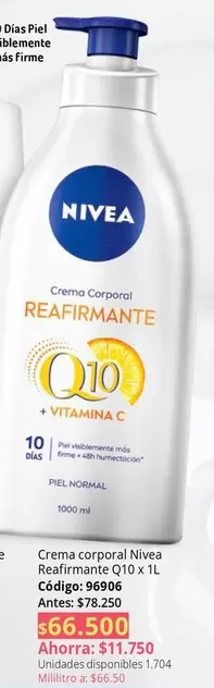 Nivea - Crema corporal Reafirmante Q10 x1L