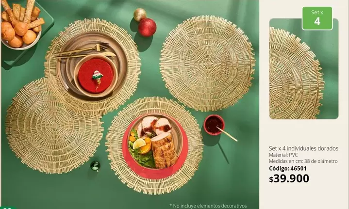 Set x 4 individuales dorados 46501