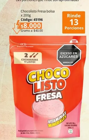 Chocolisto - Fresa bolsa