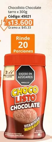 Chocolisto - Chocolate tarro x 300g Código: 45021