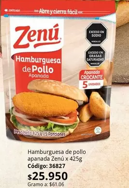 Zenú - Hamburguesa de pollo apanada x 425g