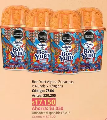 Alpina - Zucaritas x 4 unds x 170g c/u