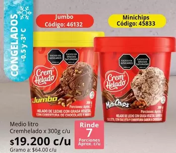 Crem Helado - Jumbo Código: 46132, Minichips Código: 45833