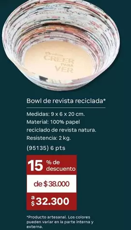 Natura - Bowl de revista reciclada