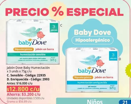 Dove - Jabón Baby Humectación