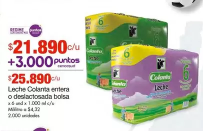 Colanta - Leche entera o deslactosada bolsa