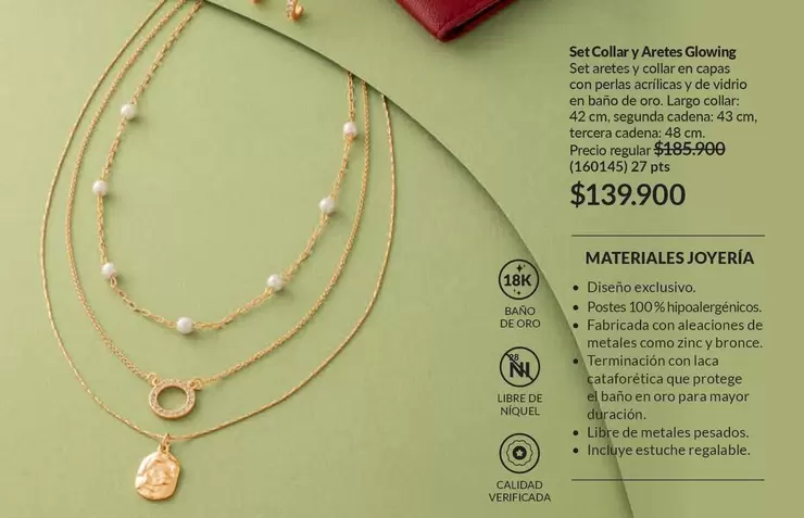 Oro - Set Collar y Aretes Glowing