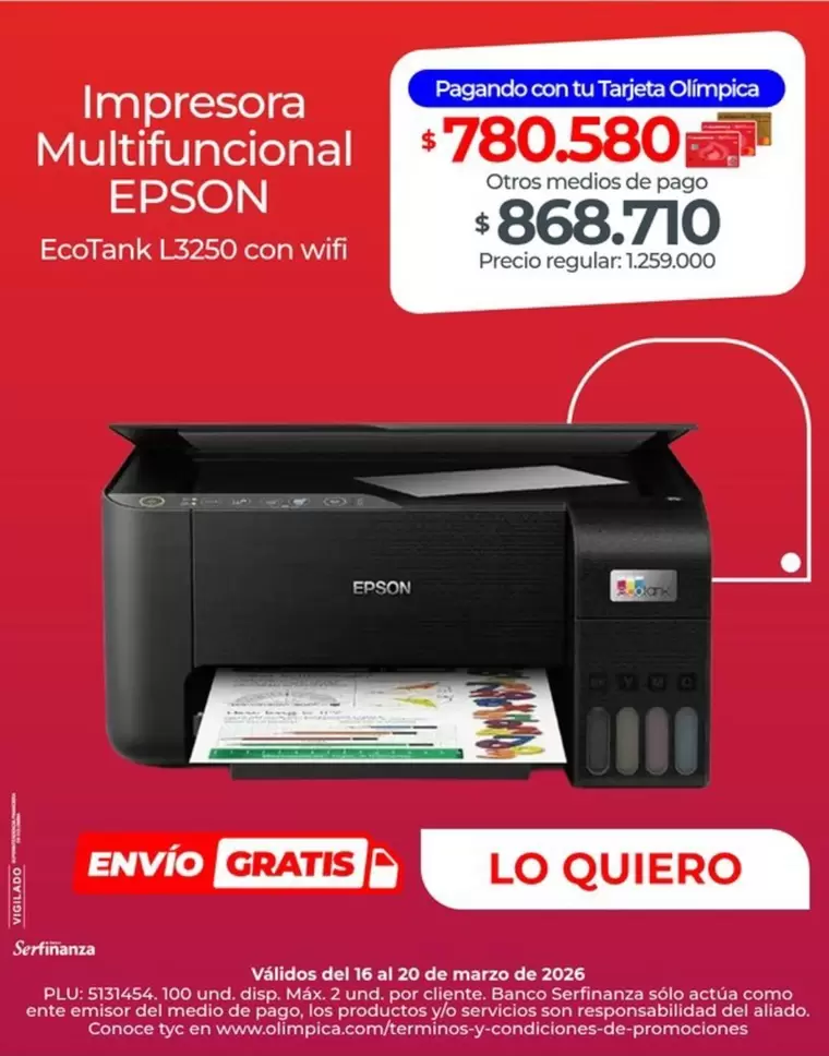Epson - Multifuncional EcoTank 13250 con wifi