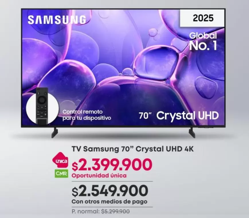 Samsung - TV 70" Crystal UHD 4K