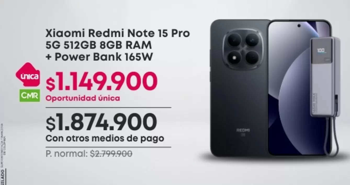 Xiaomi - Redmi Note 15 Pro 5G 512GB 8GB RAM + Power Bank 165W