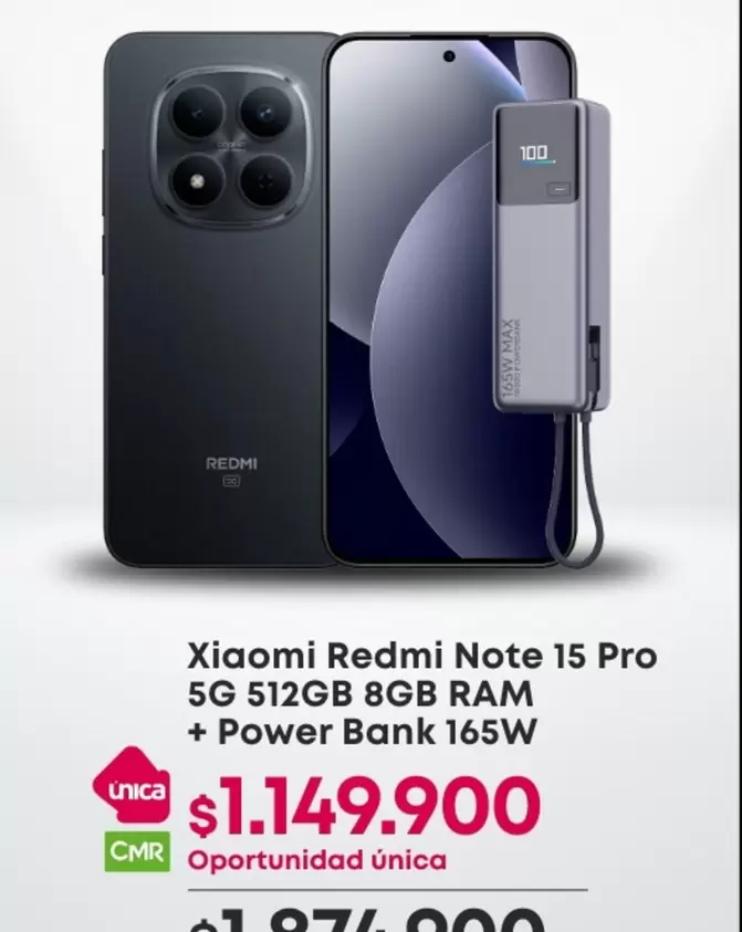 Xiaomi - Redmi Note 15 Pro 5G 512GB 8GB RAM + Power Bank 165W