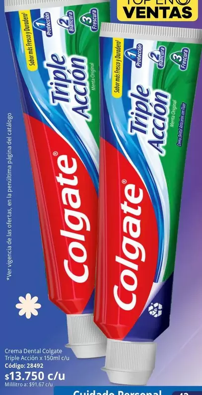 Colgate - Crema Dental Triple Accion x 150ml c/u