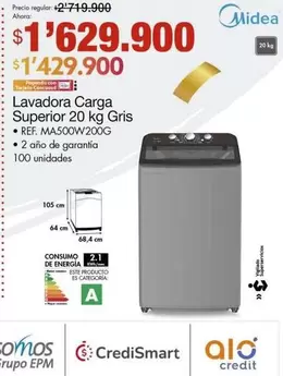 Lavadora Carga Superior 20 kg Gris REF. MA500W200G