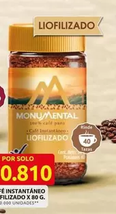 CAFÉ INSTANTÁNEO LIOFILIZADO X 80 G.