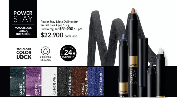 Avon - Power Stay Lápiz Delineador en Gel para Ojos 1.2g