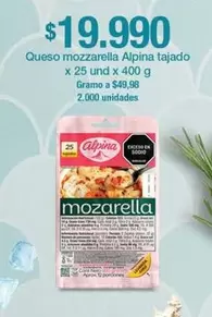 Alpina - Queso mozzarella tajado