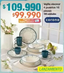 Corona - Vajilla eleonor 4 puestos 16 piezas