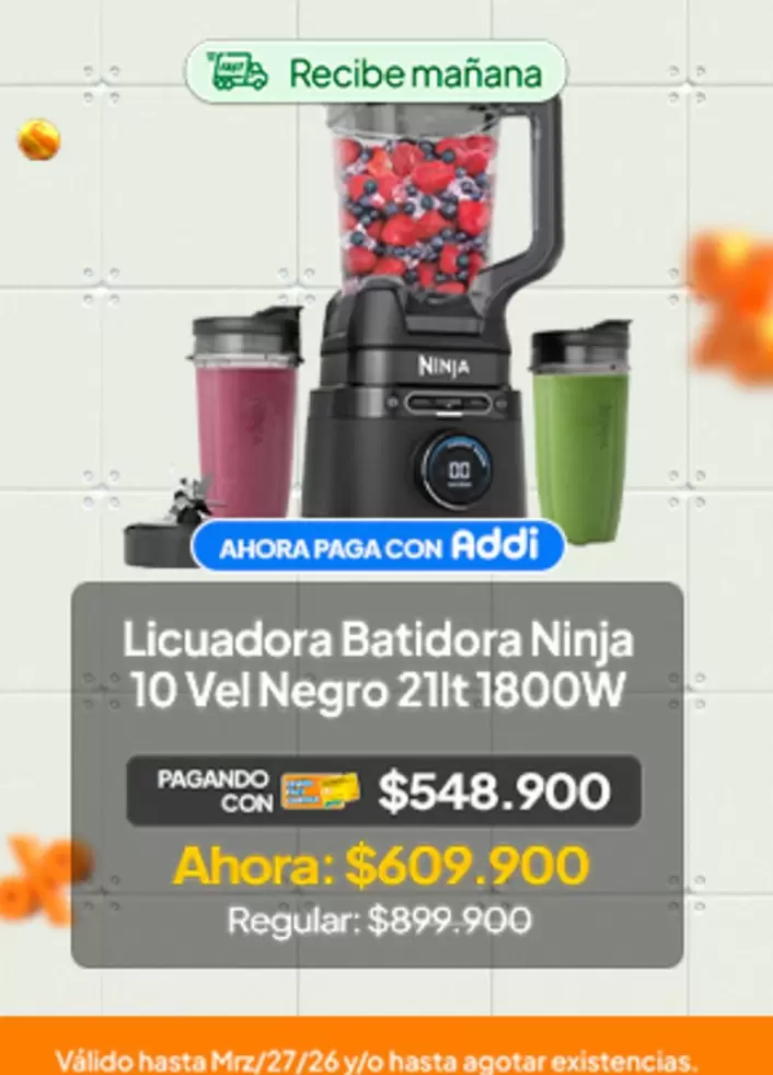 Ninja - Licuadora Batidora 10 Vel Negro 21lt 1800W