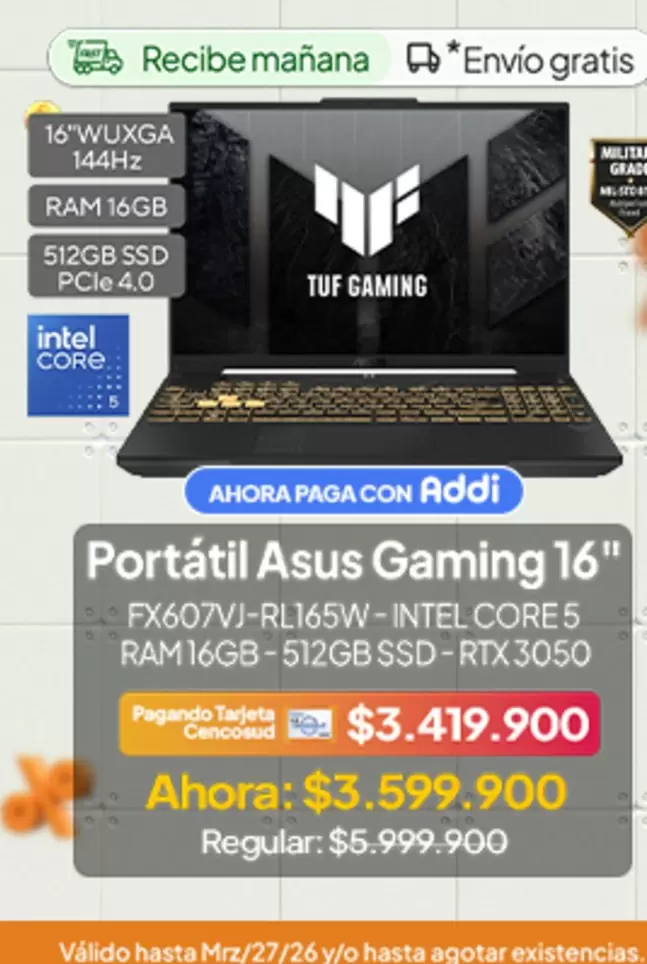 Asus - Portátil Gaming 16" FX607VJ-RL165W