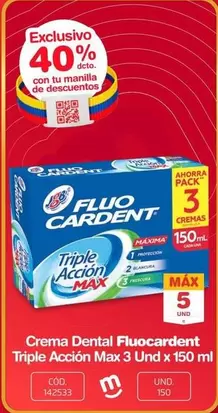 Fluocardent - Crema Dental Triple Acción Max 3 Und x 150 ml