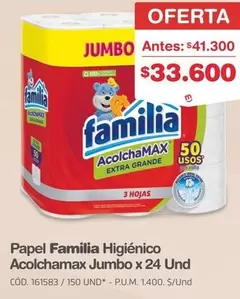 Familia - Papel Higi00enico Acolchamax Jumbo x 24 Und