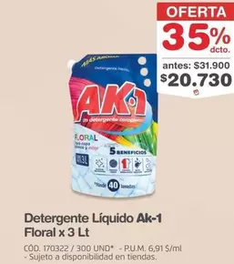 Ak-1 - Detergente Líquido  Floral x 3 Lt