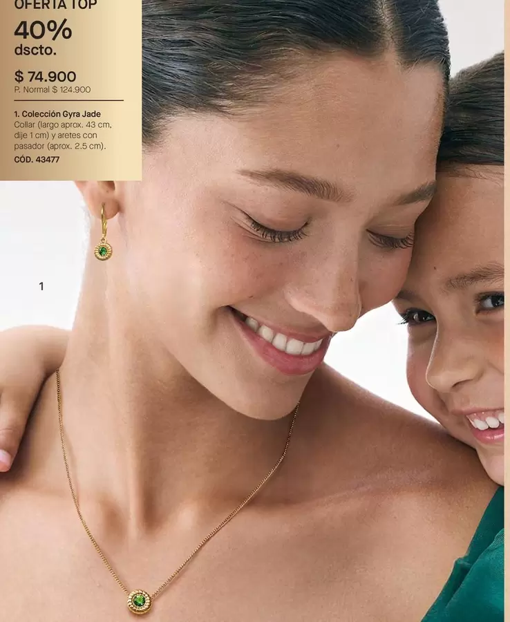 Jade - Colección Gyra  Collar Dengo aprox. 40 cm, con dije y teselas con mini teselas 2.5 cm