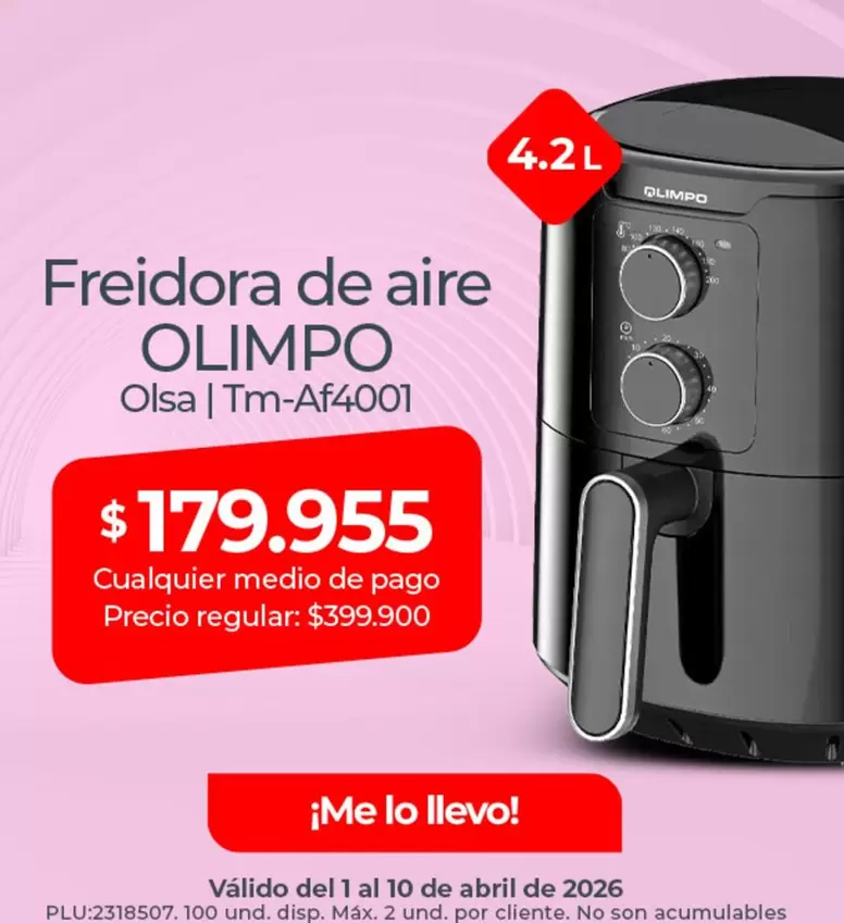 Olimpo - Freidora de aire OlsA | Tm-Af4001