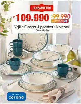 Corona - Vajilla Eleonor 4 puestos 16 piezas