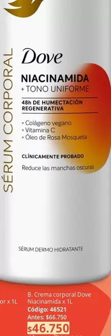 Dove - Crema corporal  Niacinamida