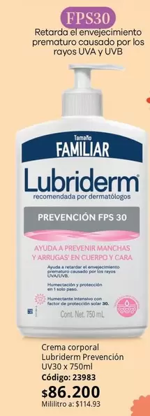 Lubriderm -  Prevención UV30 x 750ml