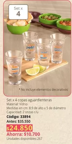 Set x 4 copas aguardienteras