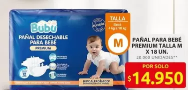 Bubu - Pañal Desechable Premium Talla M