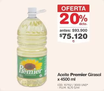 Premier - Aceite  Girasol x 4500 ml