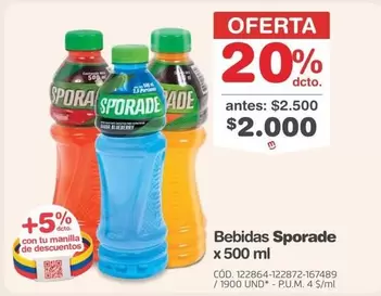 Sporade - Bebidas  x 500 ml
