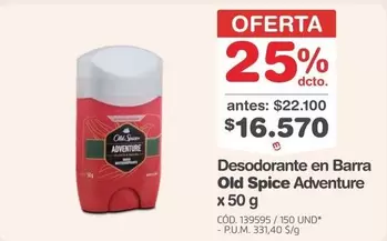 Old Spice - Desodorante en Barra Adventure x 50 g