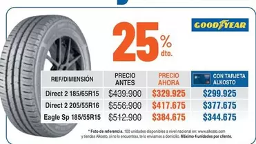 Goodyear - Direct 2 185/65R15, Direct 2 205/55R16, Eagle Sp 185/55R15