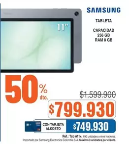 Samsung - Tableta 11" Capacidad 256 GB RAM 8 GB