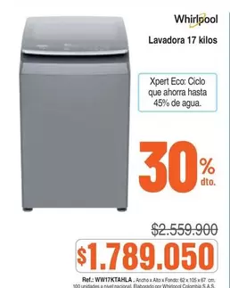 Whirlpool - Lavadora 17 kilos
