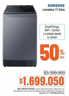 Samsung - Lavadora 17 kilos WA70F17E7CCO