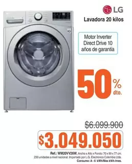 LG - Lavadora 20 kilos