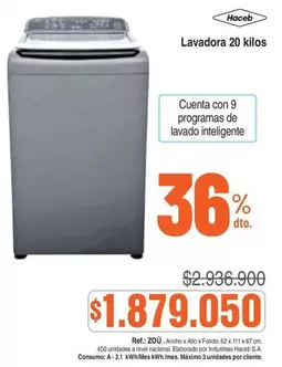 Haceb - Lavadora 20 kilos