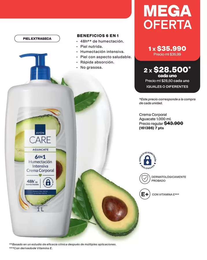 Piel - Hidratación Intensiva Crema Corporal 6 en 1