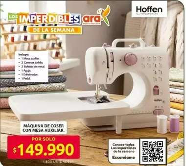 Hoffen - Máquina de coser con mesa auxiliar
