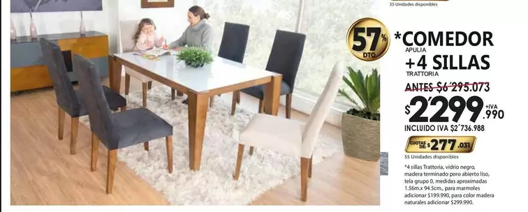 Comedor + 4 Sillas